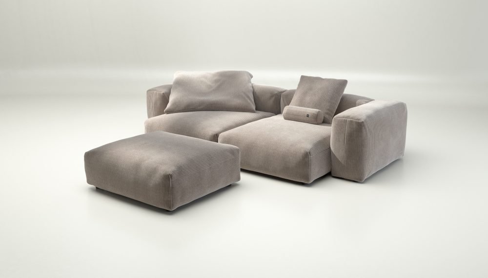 vetsak | Sofa Set 03 - cord velour - platinum | Modular Sofa | 3.5 Seater | Big Sofa | Corner Sofa