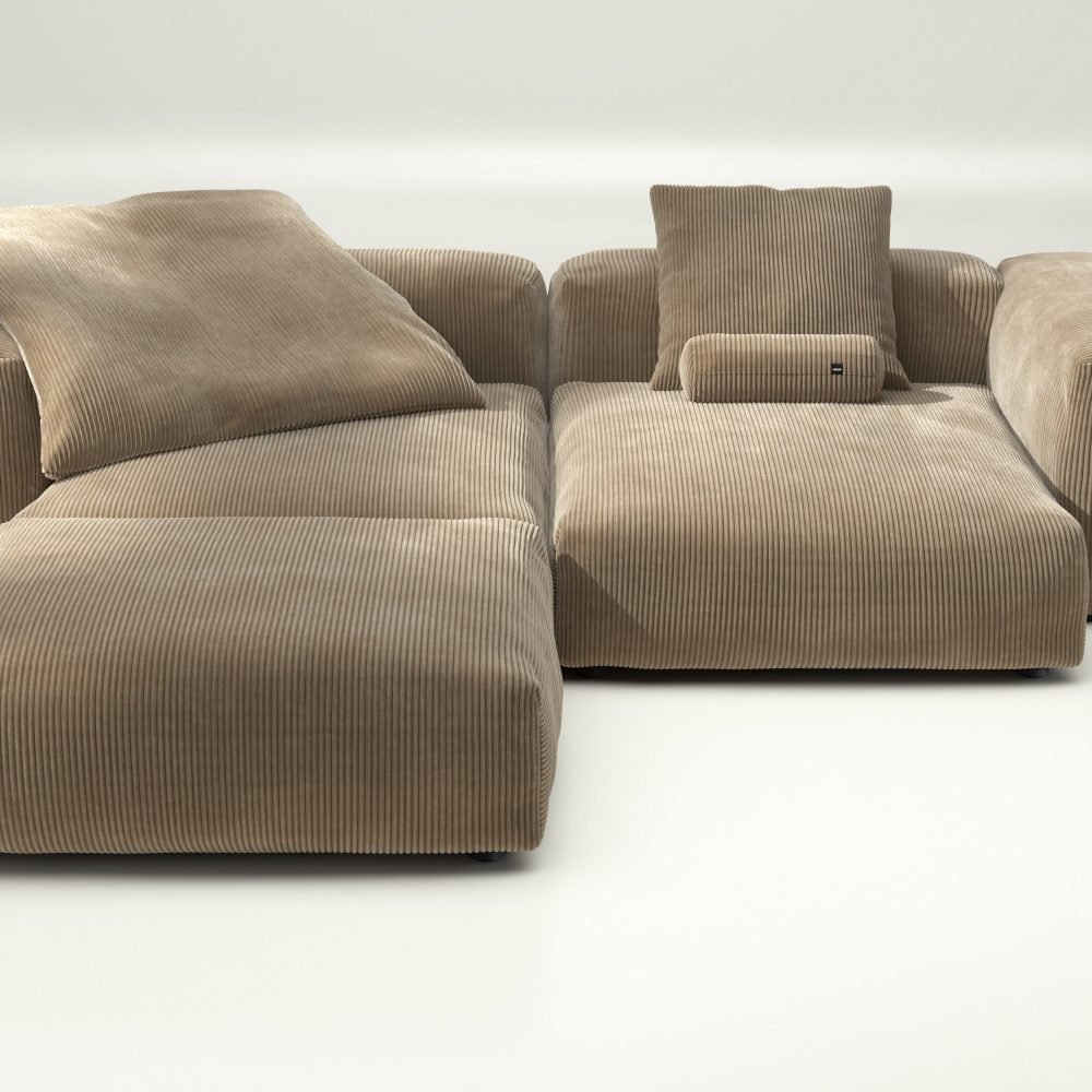 vetsak | Sofa Set 03 - cord velour - sand | Modular Sofa | 3.5 Seater | Big Sofa | Corner Sofa
