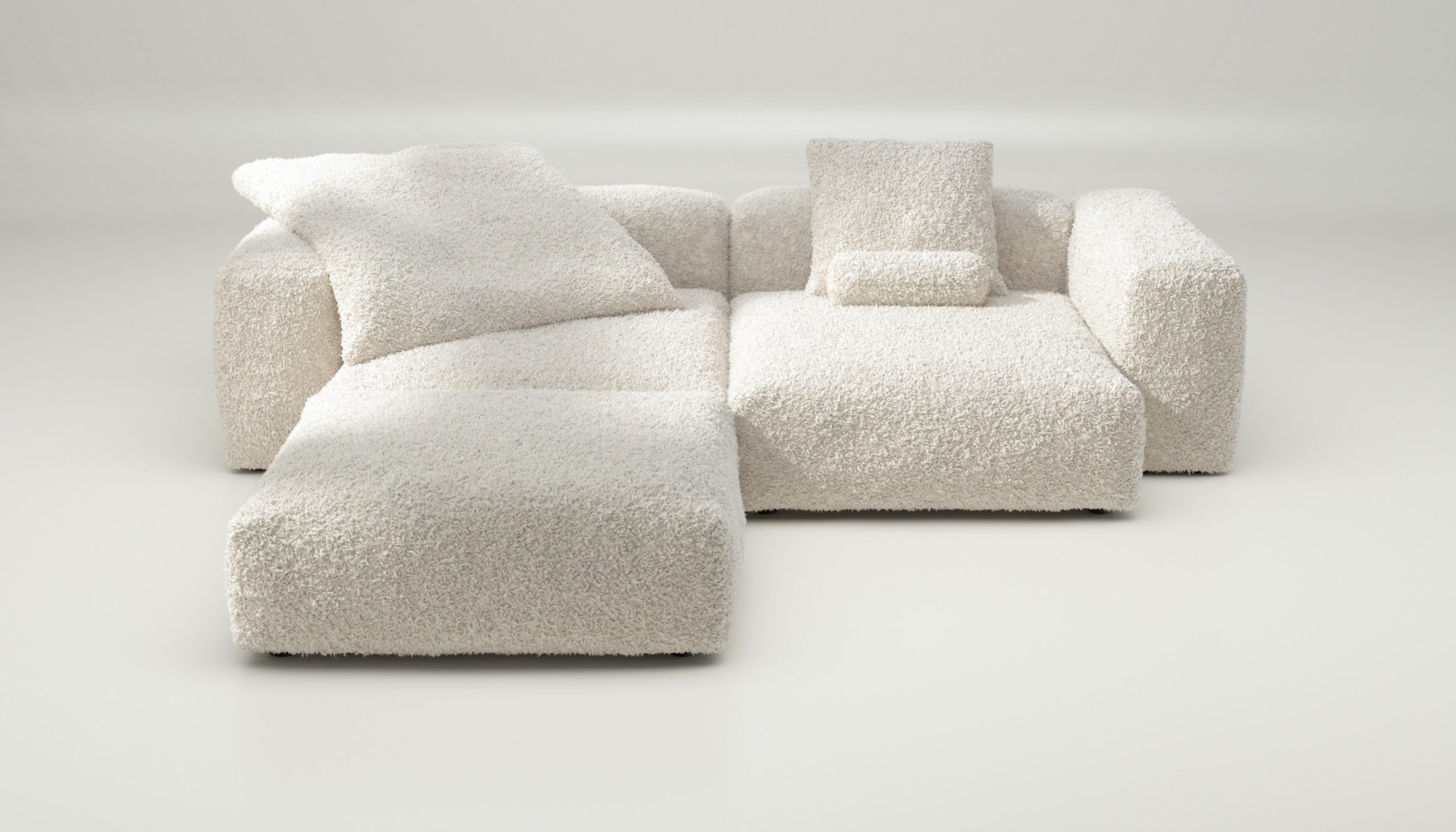 vetsak | Sofa Set 03 - doodle - creme | Modular Sofa | 3.5 Seater | Big Sofa | Corner Sofa