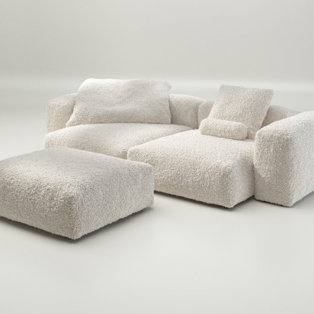 vetsak | Sofa Set 03 - doodle - creme | Modular Sofa | 3.5 Seater | Big Sofa | Corner Sofa