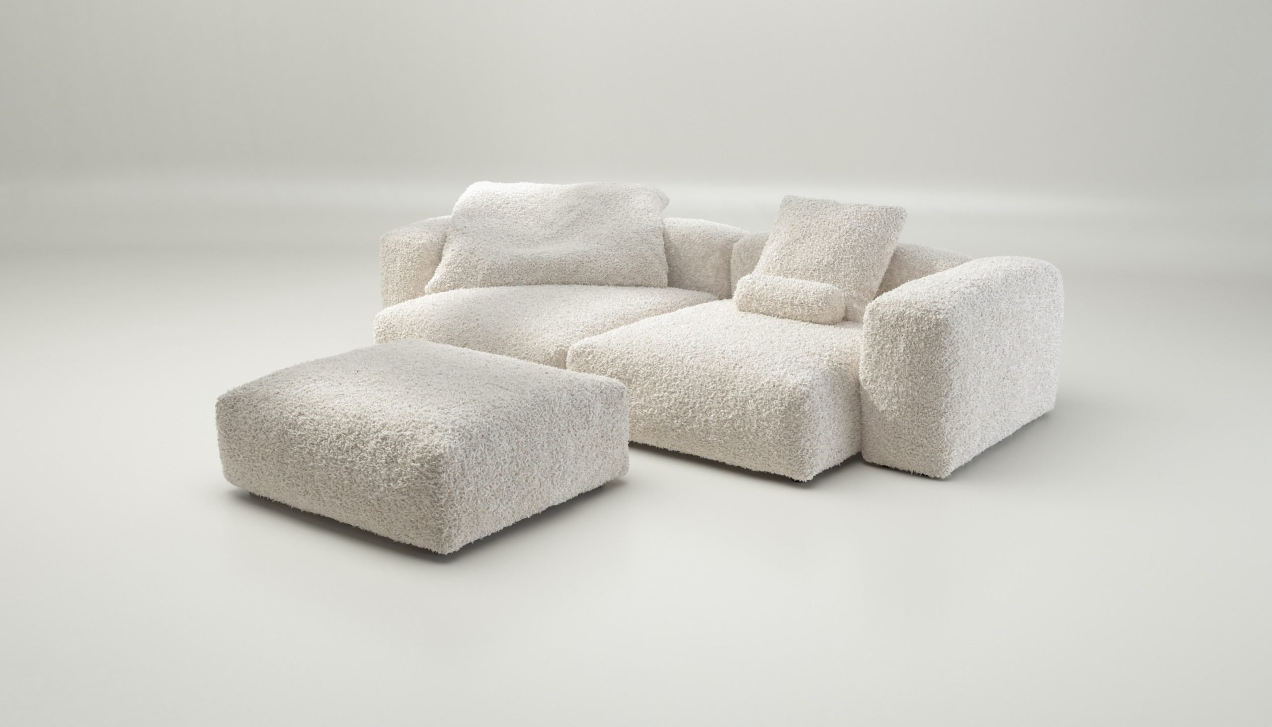 vetsak | Sofa Set 03 - doodle - creme | Modular Sofa | 3.5 Seater | Big Sofa | Corner Sofa