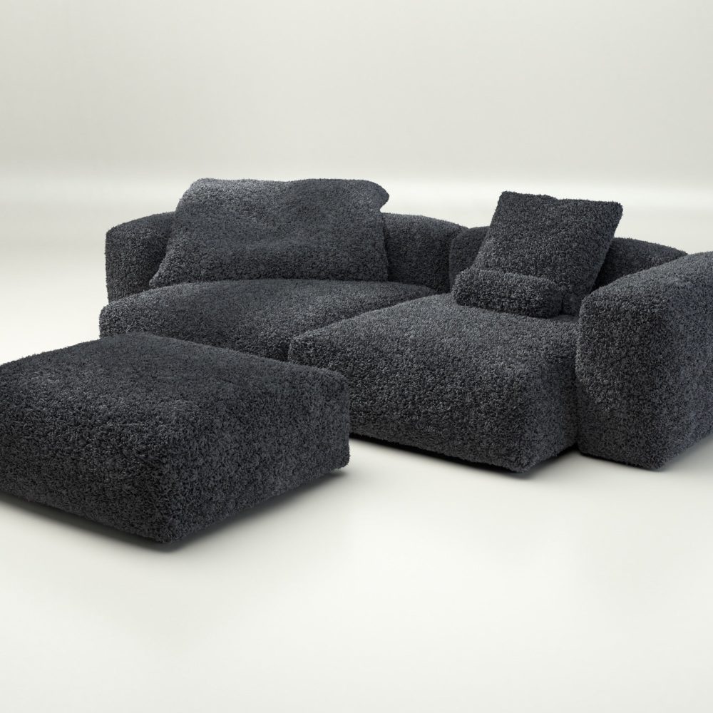 vetsak | Sofa Set 03 - doodle - dark grey | Modular Sofa | 3.5 Seater | Big Sofa | Corner Sofa