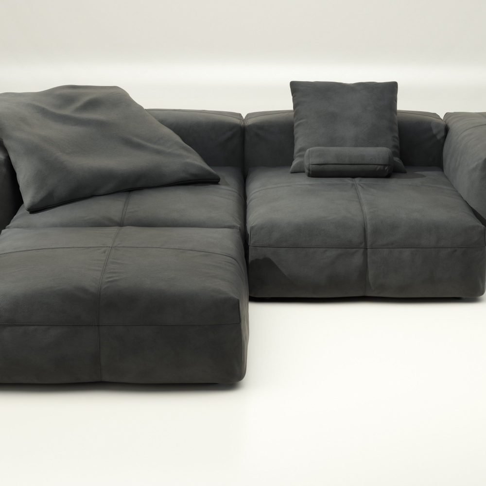 vetsak | Sofa Set 03 - leather - dark grey | Modular Sofa | 3.5 Seater | Big Sofa | Corner Sofa
