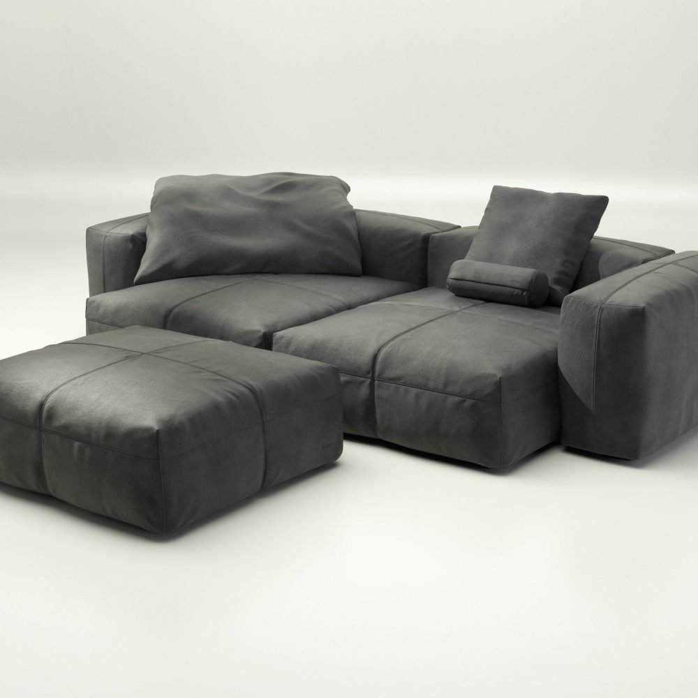 vetsak | Sofa Set 03 - leather - dark grey | Modular Sofa | 3.5 Seater | Big Sofa | Corner Sofa