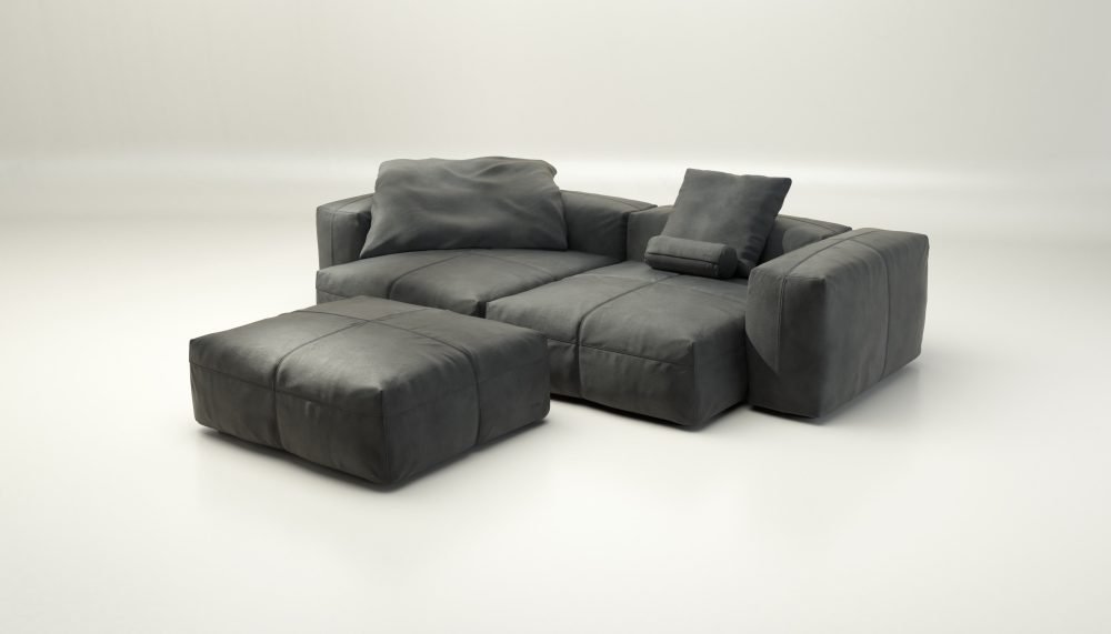 vetsak | Sofa Set 03 - leather - dark grey | Modular Sofa | 3.5 Seater | Big Sofa | Corner Sofa
