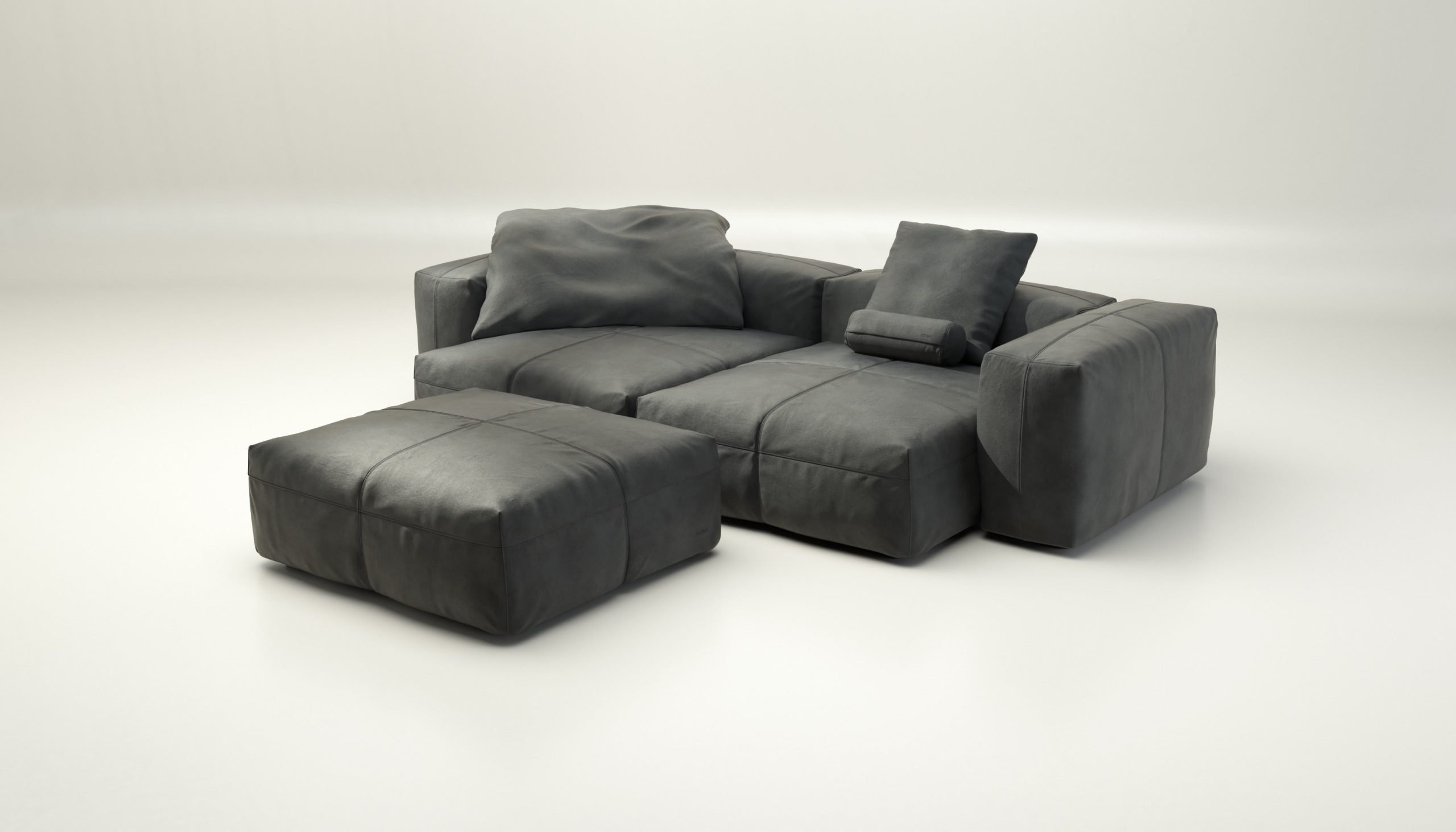 vetsak | Sofa Set 03 - leather - dark grey | Modular Sofa | 3.5 Seater | Big Sofa | Corner Sofa