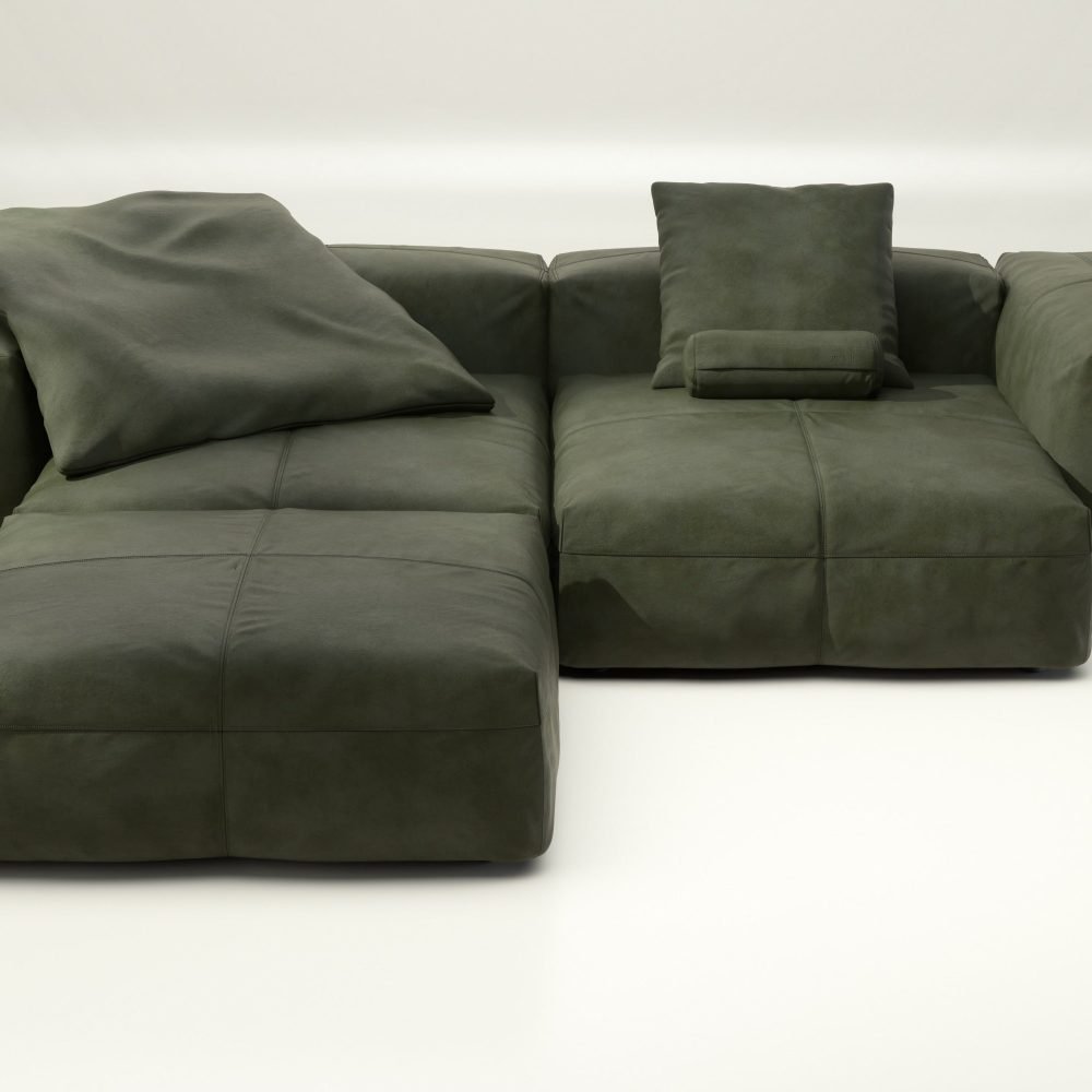 vetsak | Sofa Set 03 - leather - olive | Modular Sofa | 3.5 Seater | Big Sofa | Corner Sofa