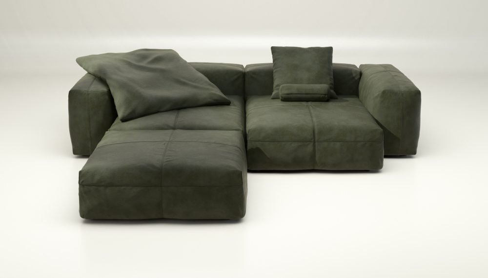 vetsak | Sofa Set 03 - leather - olive | Modular Sofa | 3.5 Seater | Big Sofa | Corner Sofa