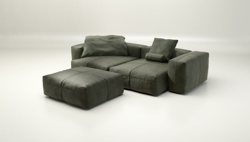 vetsak | Sofa Set 03 - leather - olive | Modular Sofa | 3.5 Seater | Big Sofa | Corner Sofa
