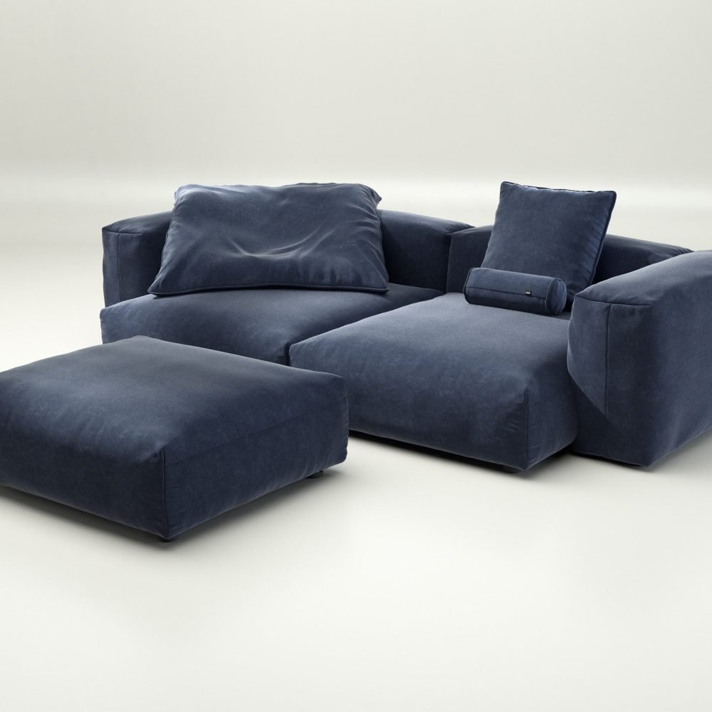 vetsak | Sofa Set 03 - suave - navy | Modular Sofa | 3.5 Seater | Big Sofa | Corner Sofa
