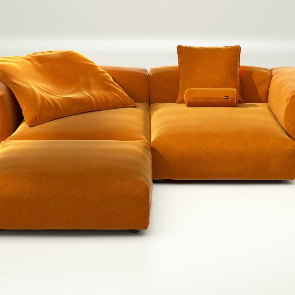 vetsak | Sofa Set 03 - suave - orange blaze | Modular Sofa | 3.5 Seater | Big Sofa | Corner Sofa