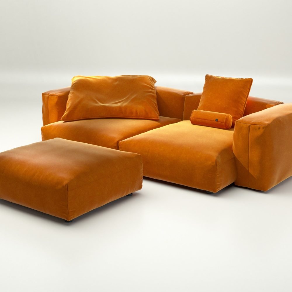 vetsak | Sofa Set 03 - suave - orange blaze | Modular Sofa | 3.5 Seater | Big Sofa | Corner Sofa