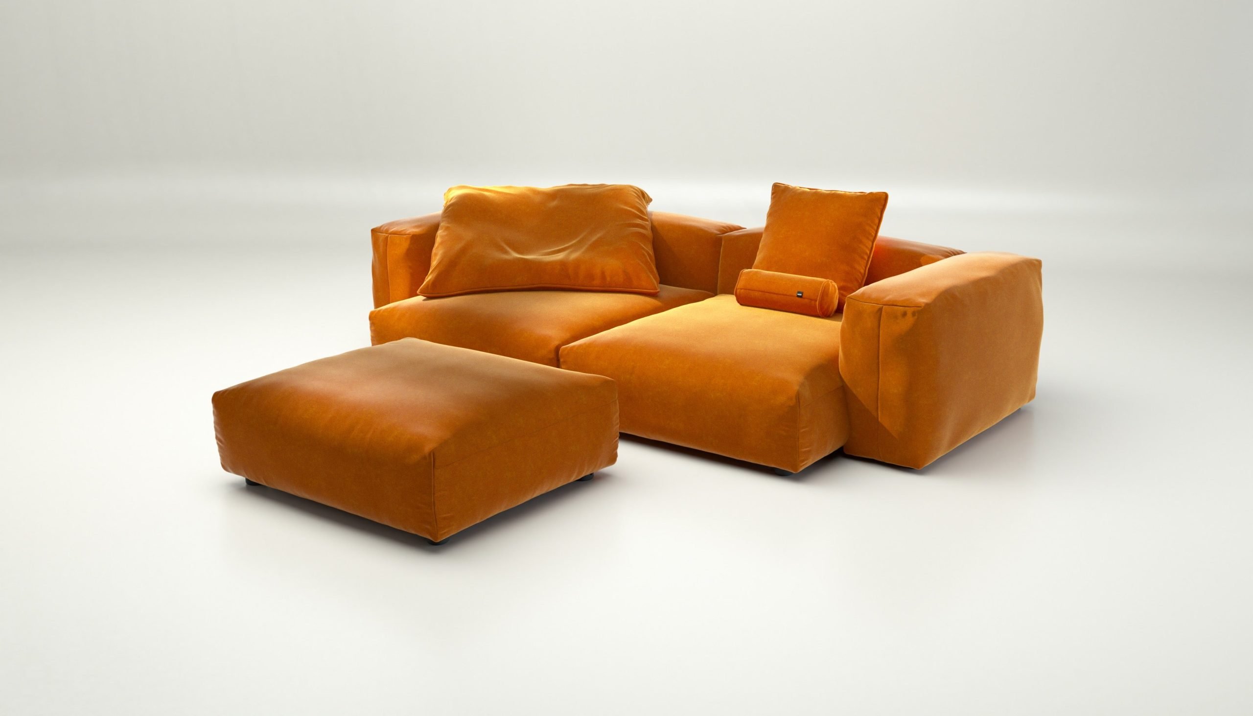 vetsak | Sofa Set 03 - suave - orange blaze | Modular Sofa | 3.5 Seater | Big Sofa | Corner Sofa