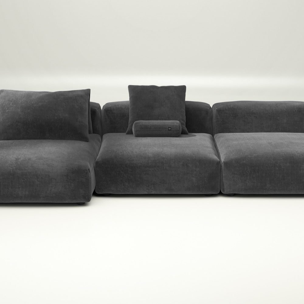 vetsak | Sofa Set 04 - cord velour - dark grey | Modular Sofa | 5 Seater | Big Sofa
