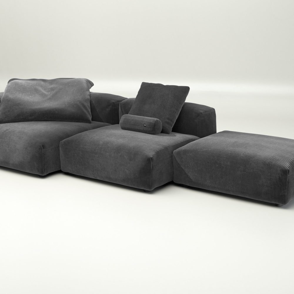 vetsak | Sofa Set 04 - cord velour - dark grey | Modular Sofa | 5 Seater | Big Sofa