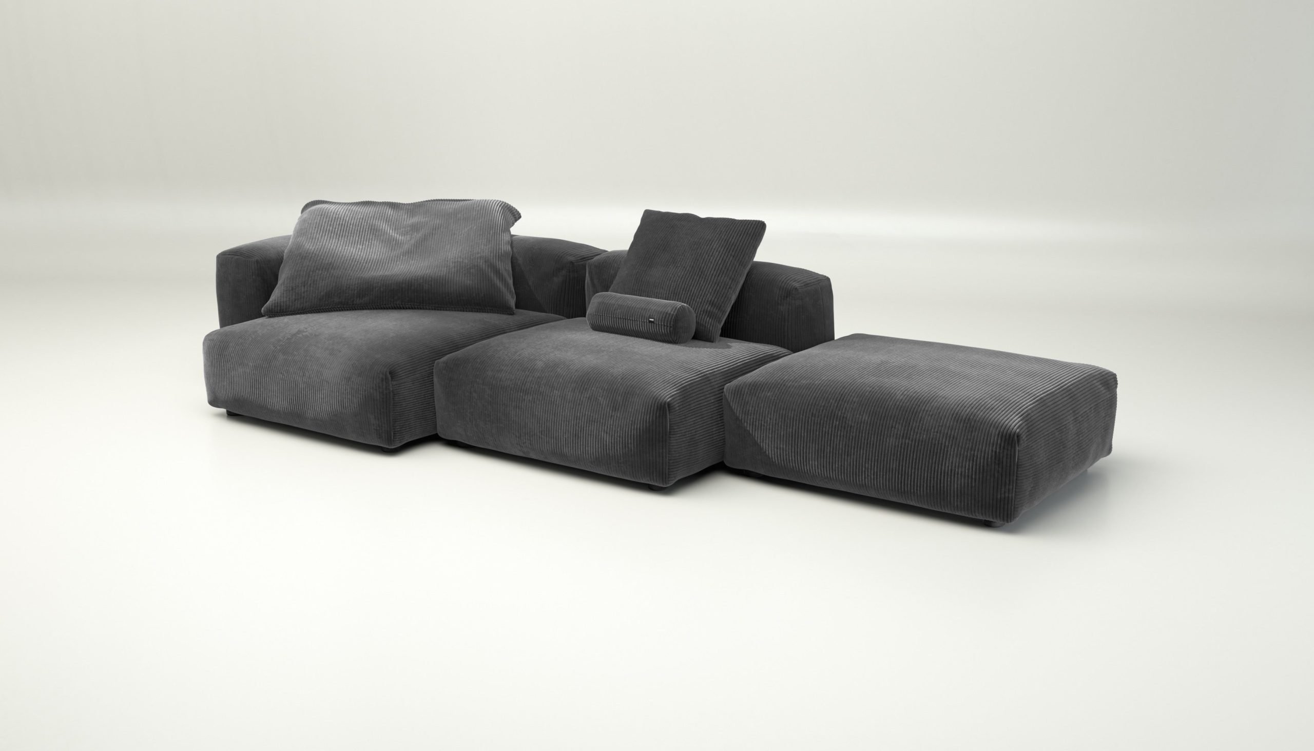 vetsak | Sofa Set 04 - cord velour - dark grey | Modular Sofa | 5 Seater | Big Sofa