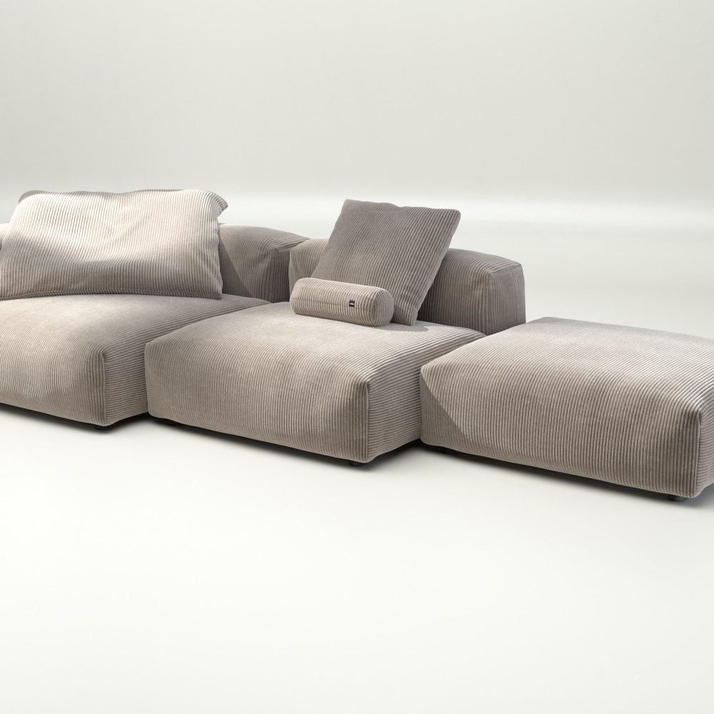 vetsak | Sofa Set 04 - cord velour - platinum | Modular Sofa | 5 Seater | Big Sofa