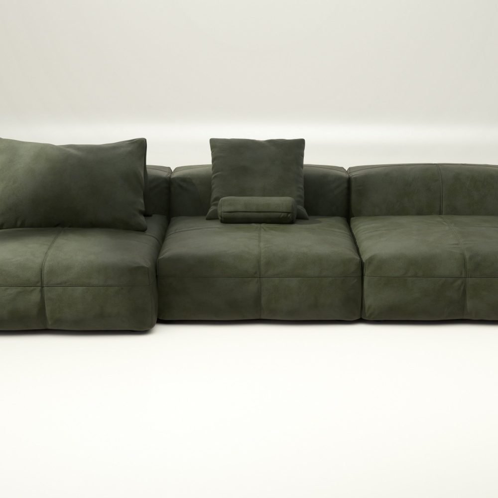 vetsak | Sofa Set 04 - leather - olive | Modular Sofa | 5 Seater | Big Sofa