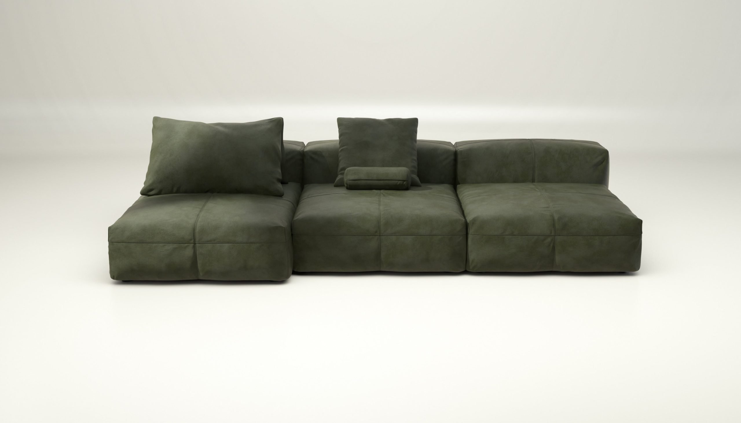 vetsak | Sofa Set 04 - leather - olive | Modular Sofa | 5 Seater | Big Sofa