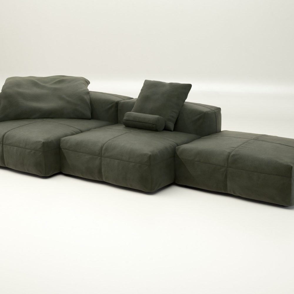 vetsak | Sofa Set 04 - leather - olive | Modular Sofa | 5 Seater | Big Sofa