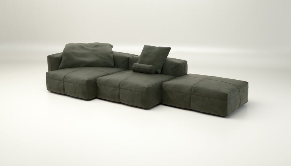 vetsak | Sofa Set 04 - leather - olive | Modular Sofa | 5 Seater | Big Sofa