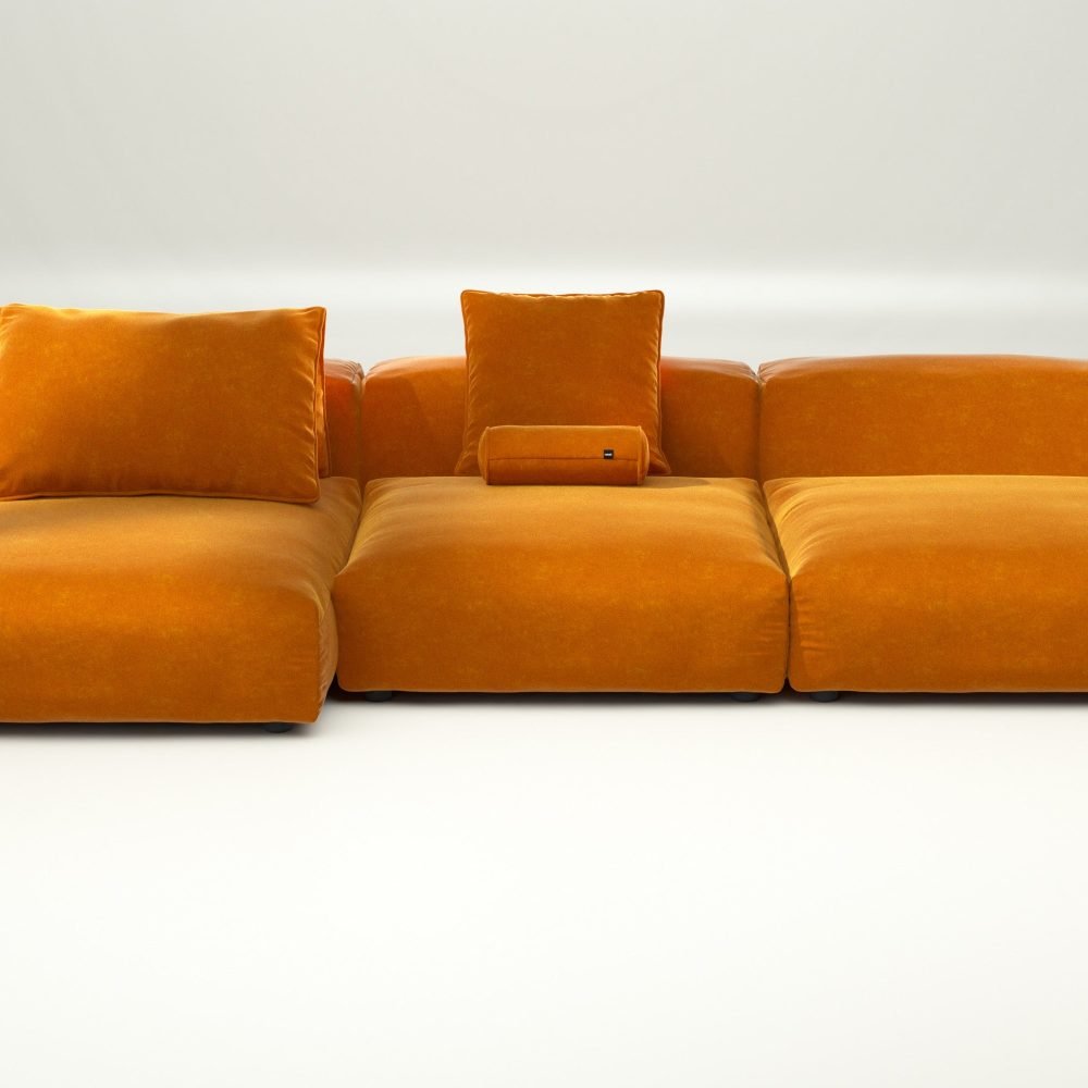 vetsak | Sofa Set 04 - suave - orange blaze | Modular Sofa | 5 Seater | Big Sofa