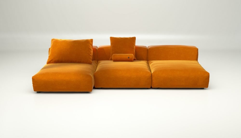vetsak | Sofa Set 04 - suave - orange blaze | Modular Sofa | 5 Seater | Big Sofa