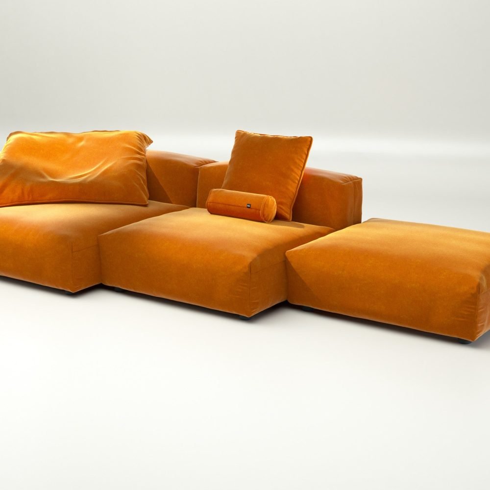 vetsak | Sofa Set 04 - suave - orange blaze | Modular Sofa | 5 Seater | Big Sofa