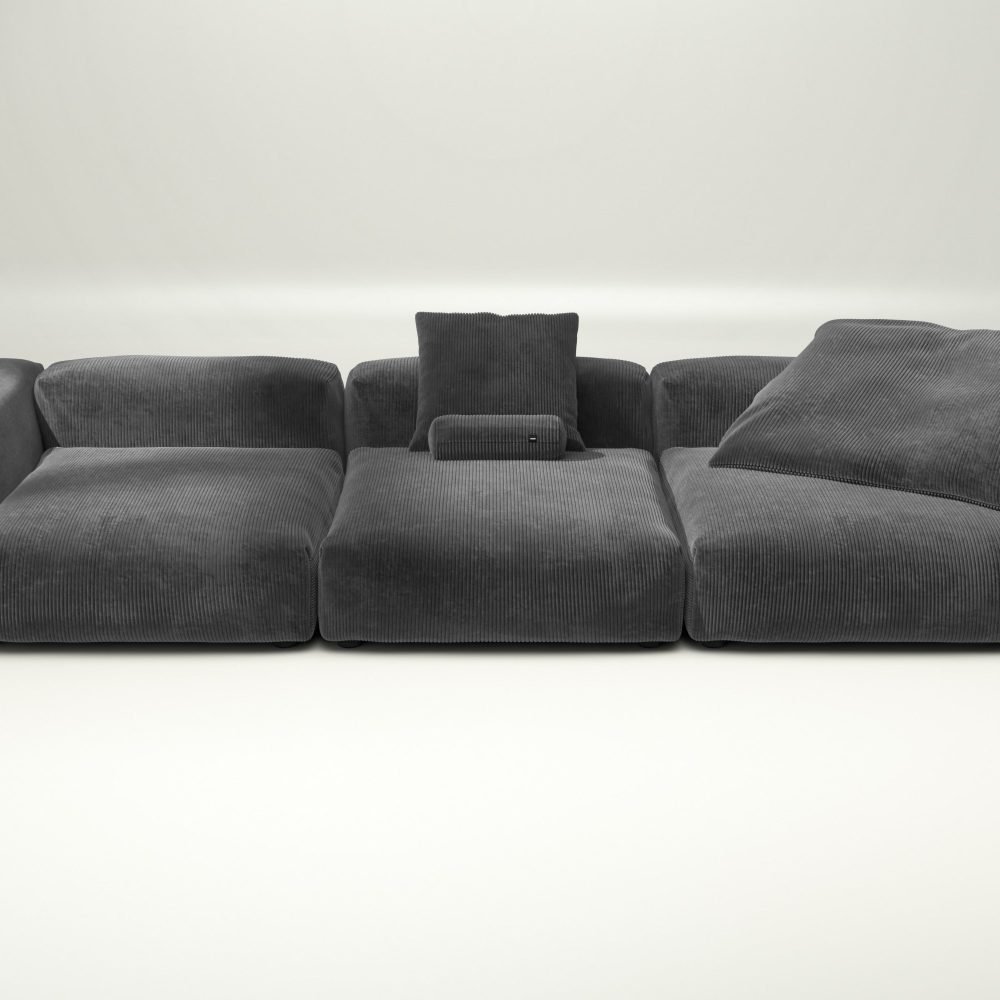 vetsak | Sofa Set 05 - cord velour - dark grey | Modular Sofa | 5 Seater | Big Sofa | Corner Sofa