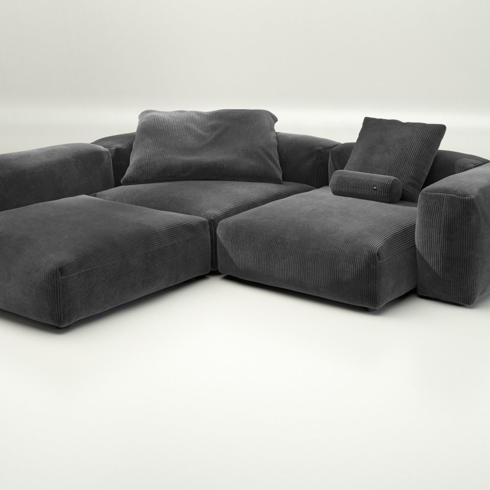 vetsak | Sofa Set 05 - cord velour - dark grey | Modular Sofa | 5 Seater | Big Sofa | Corner Sofa