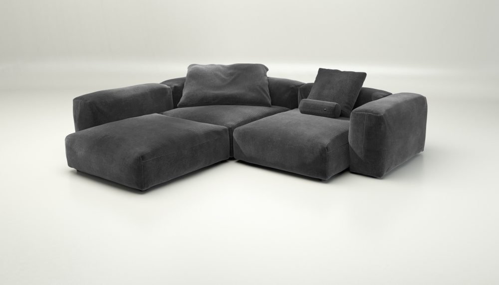 vetsak | Sofa Set 05 - cord velour - dark grey | Modular Sofa | 5 Seater | Big Sofa | Corner Sofa