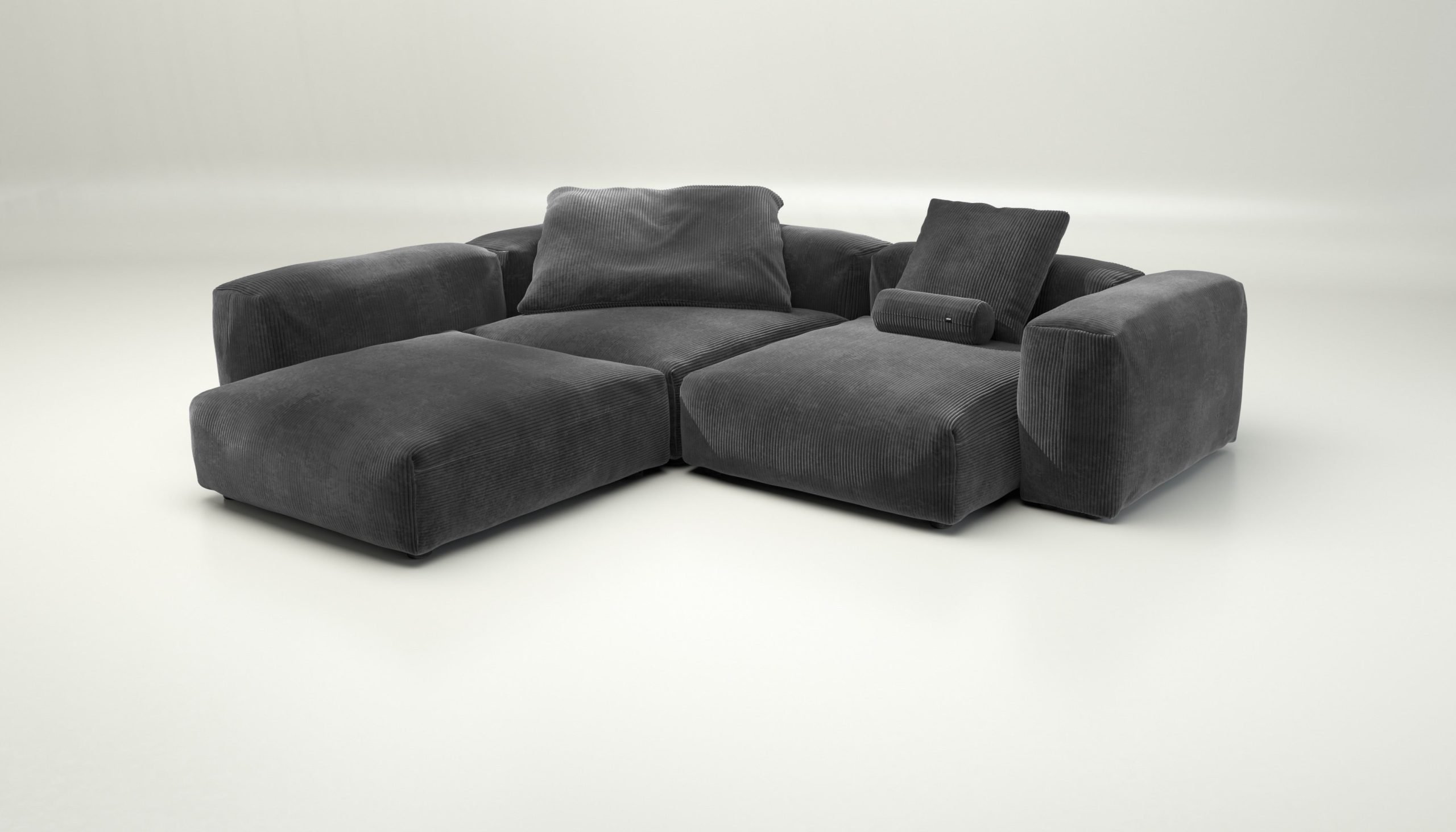 vetsak | Sofa Set 05 - cord velour - dark grey | Modular Sofa | 5 Seater | Big Sofa | Corner Sofa