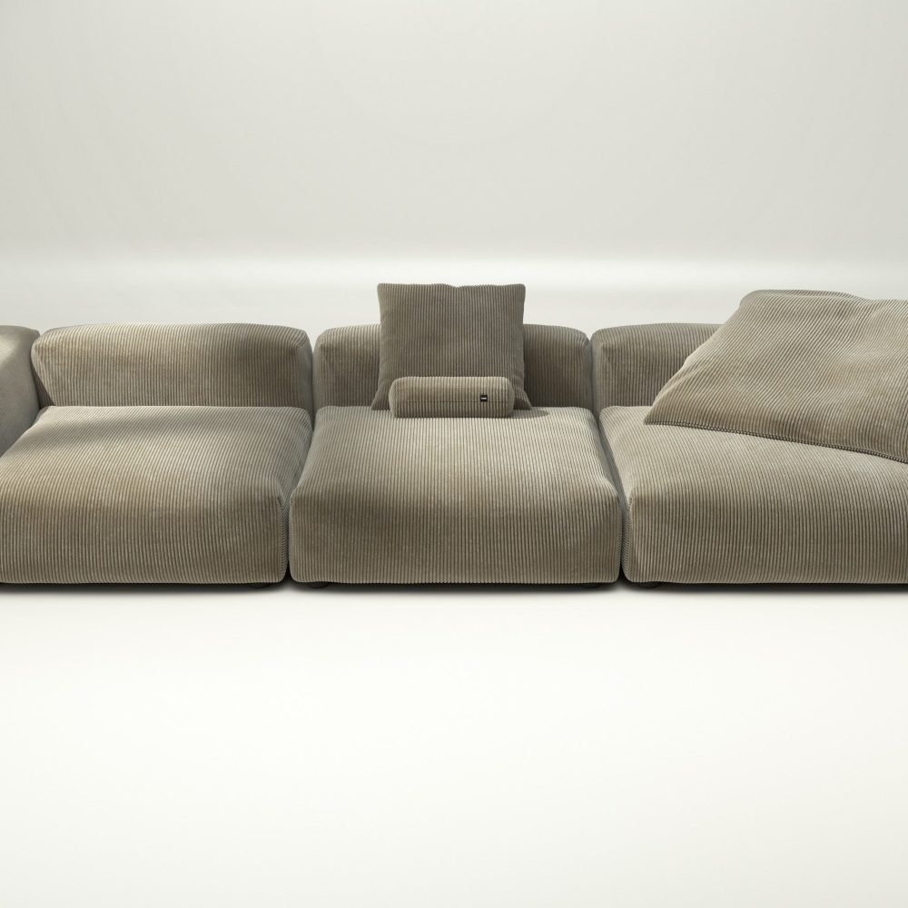 vetsak | Sofa Set 05 - cord velour - khaki | Modular Sofa | 5 Seater | Big Sofa | Corner Sofa
