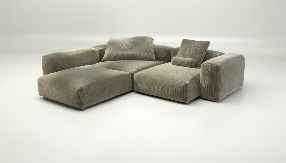 vetsak | Sofa Set 05 - cord velour - khaki | Modular Sofa | 5 Seater | Big Sofa | Corner Sofa