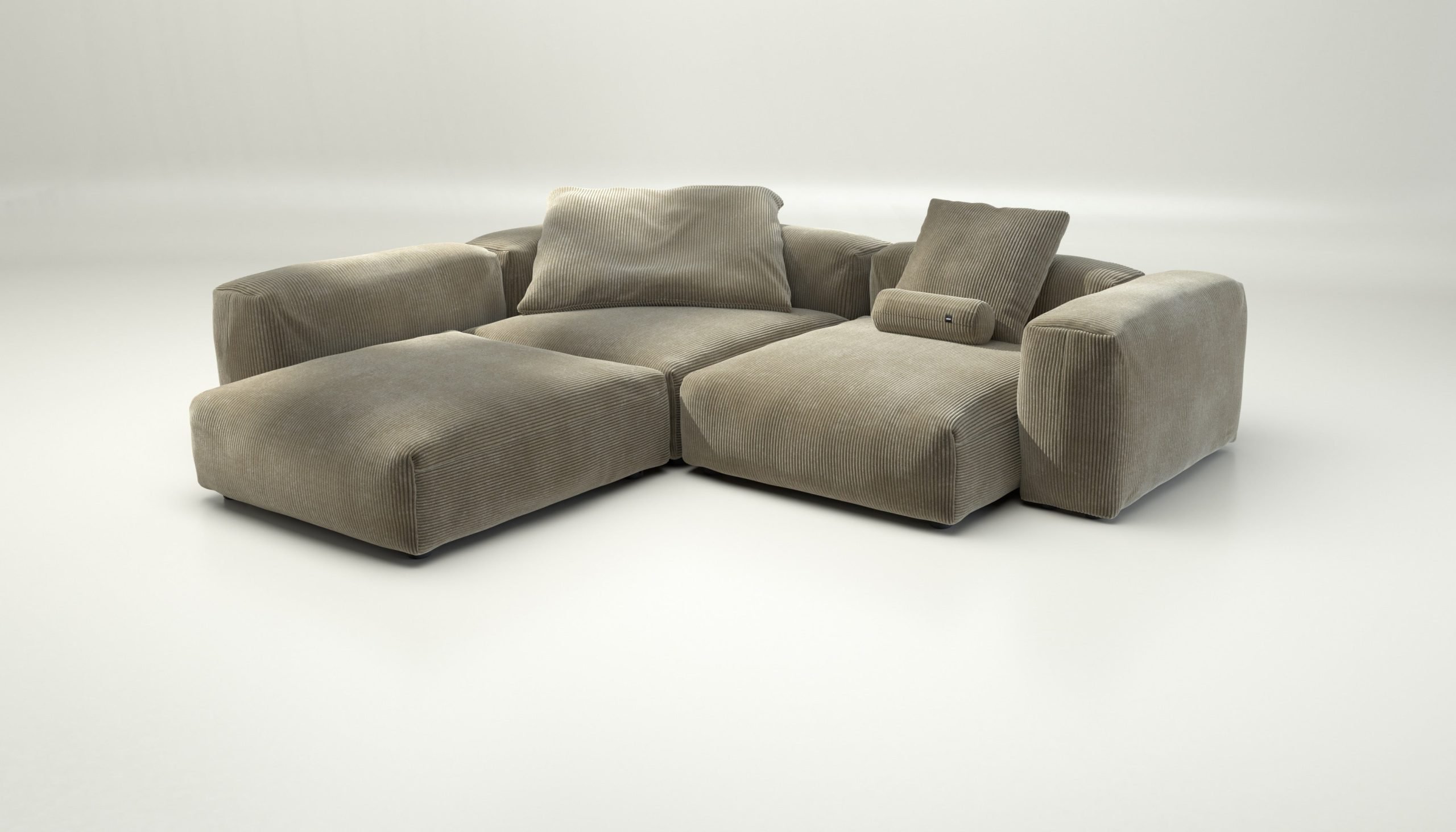 vetsak | Sofa Set 05 - cord velour - khaki | Modular Sofa | 5 Seater | Big Sofa | Corner Sofa