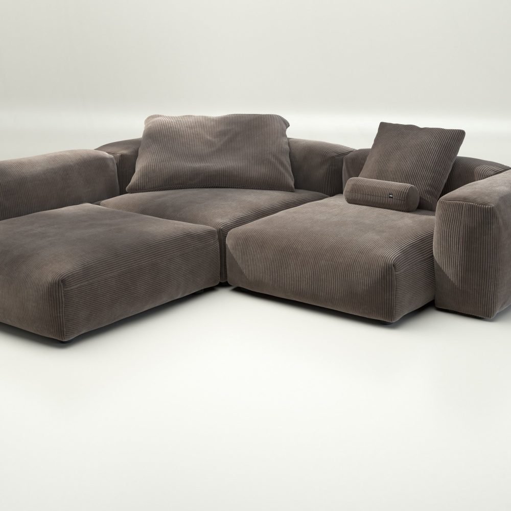 vetsak | Sofa Set 05 - cord velour - mocha | Modular Sofa | 5 Seater | Big Sofa | Corner Sofa