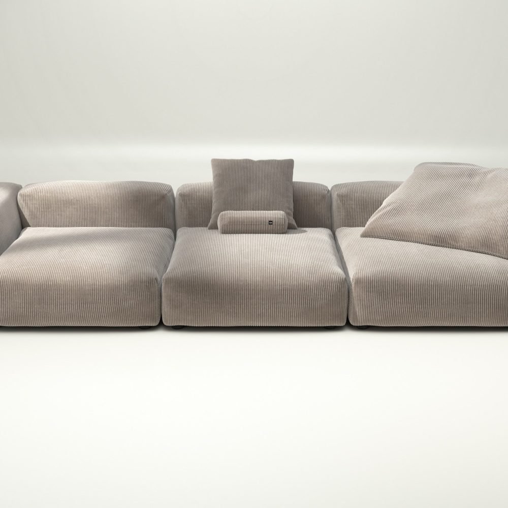 vetsak | Sofa Set 05 - cord velour - platinum | Modular Sofa | 5 Seater | Big Sofa | Corner Sofa