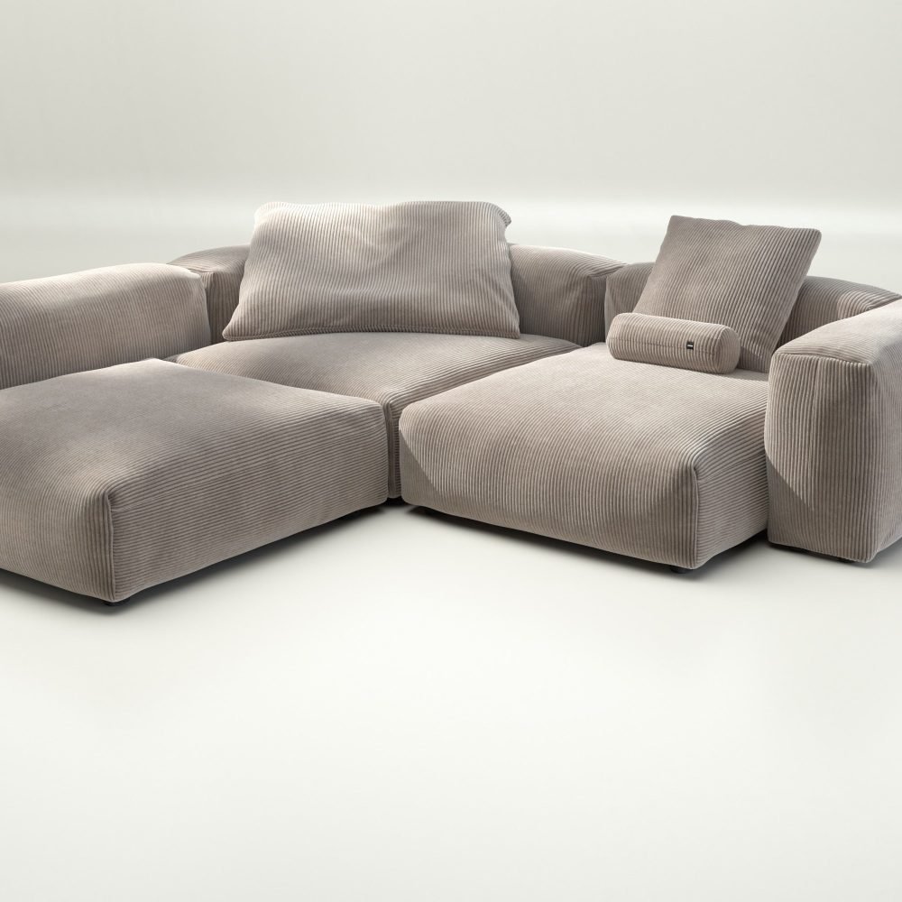 vetsak | Sofa Set 05 - cord velour - platinum | Modular Sofa | 5 Seater | Big Sofa | Corner Sofa