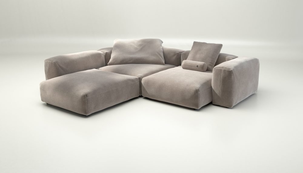 vetsak | Sofa Set 05 - cord velour - platinum | Modular Sofa | 5 Seater | Big Sofa | Corner Sofa