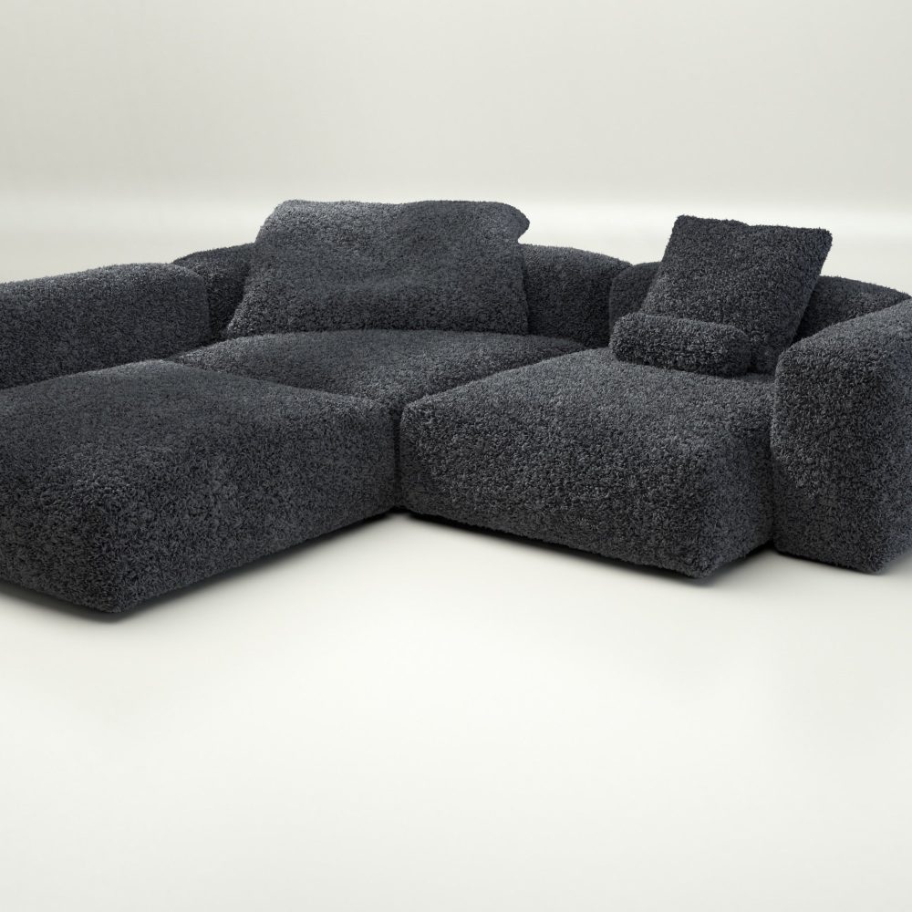 vetsak | Sofa Set 05 - doodle - dark grey | Modular Sofa | 5 Seater | Big Sofa | Corner Sofa