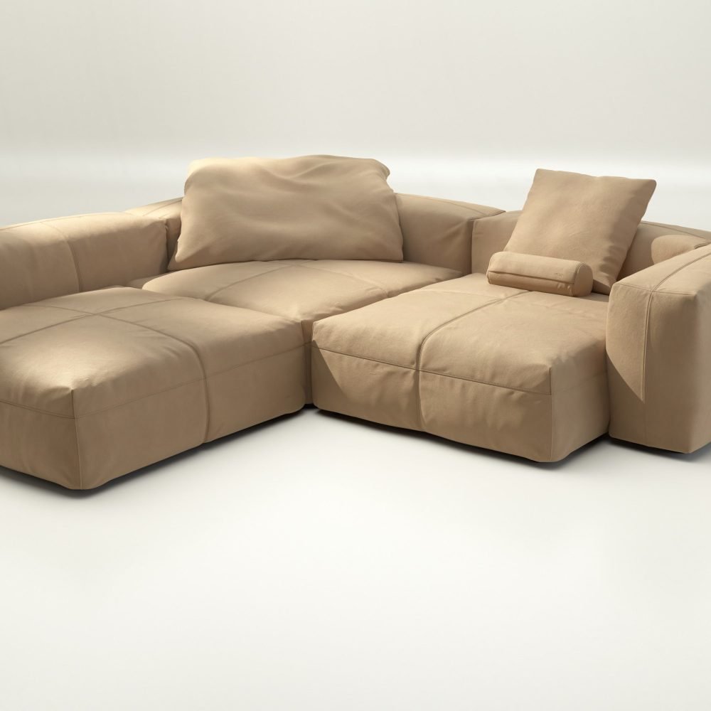 vetsak | Sofa Set 05 - leather - beige | Modular Sofa | 5 Seater | Big Sofa | Corner Sofa