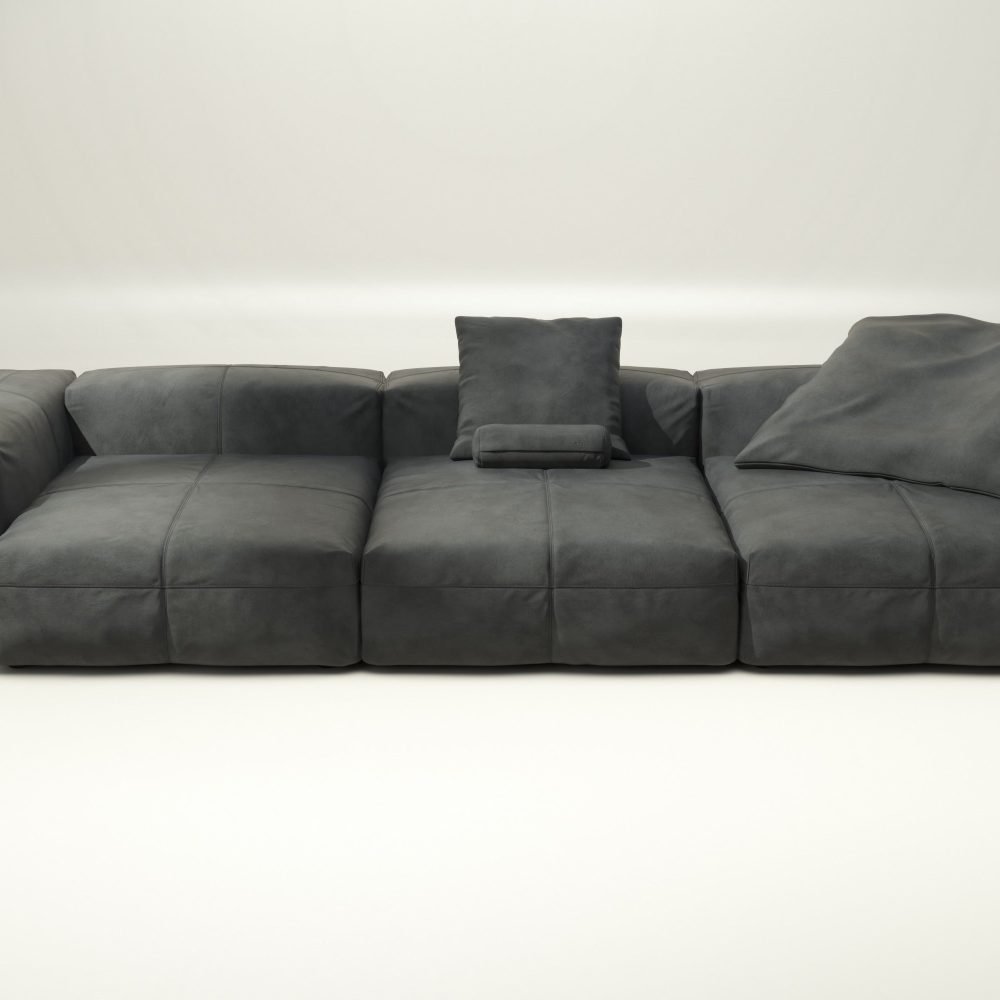 vetsak | Sofa Set 05 - leather - dark grey | Modular Sofa | 5 Seater | Big Sofa | Corner Sofa