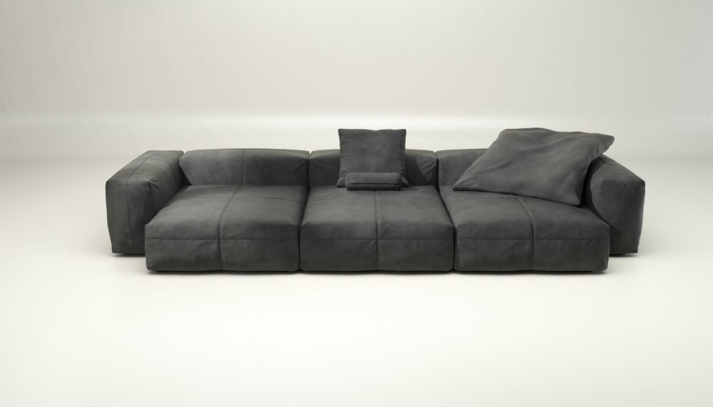 vetsak | Sofa Set 05 - leather - dark grey | Modular Sofa | 5 Seater | Big Sofa | Corner Sofa