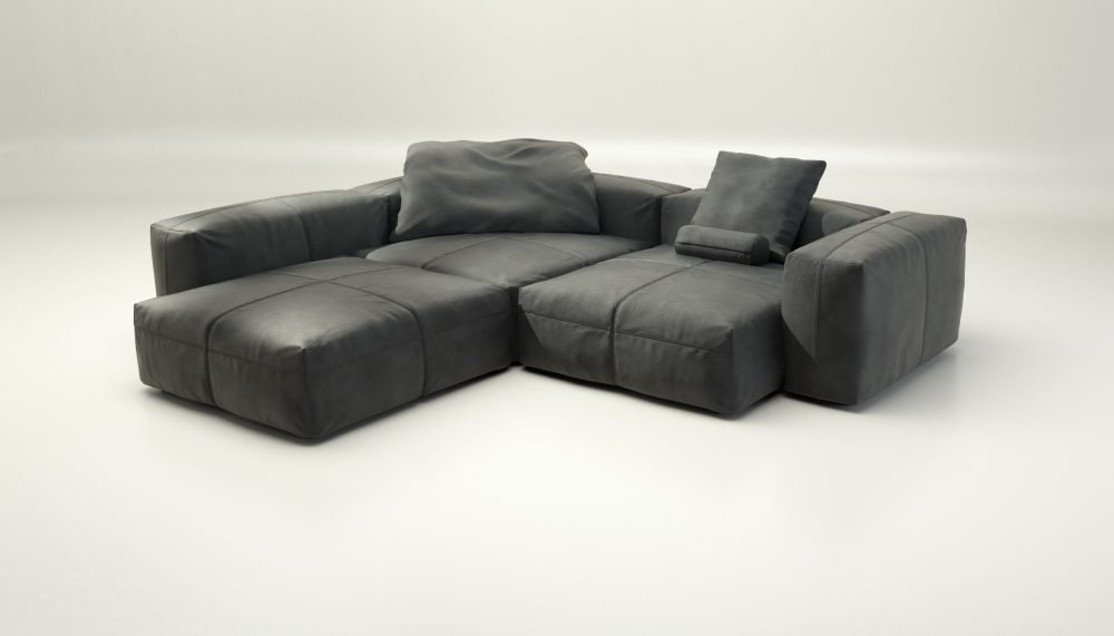 vetsak | Sofa Set 05 - leather - dark grey | Modular Sofa | 5 Seater | Big Sofa | Corner Sofa