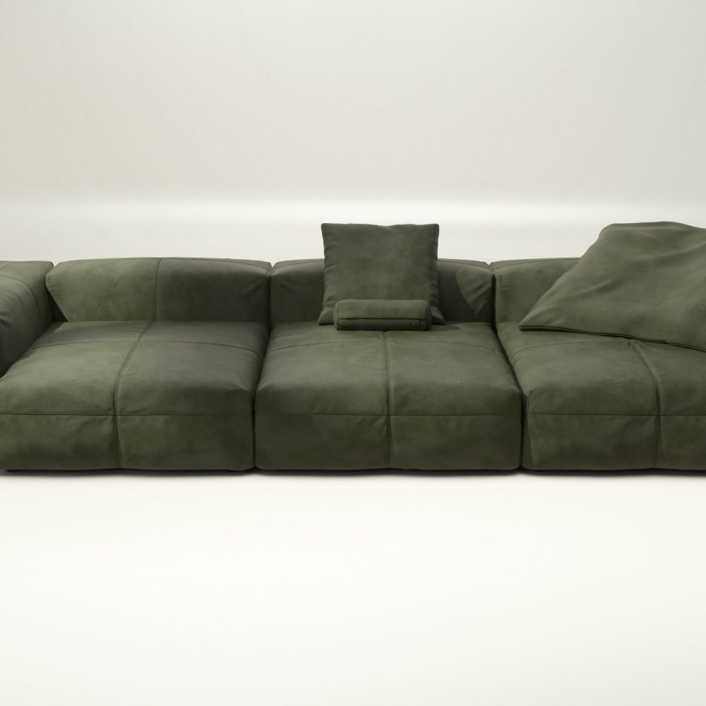 vetsak | Sofa Set 05 - leather - olive | Modular Sofa | 5 Seater | Big Sofa | Corner Sofa