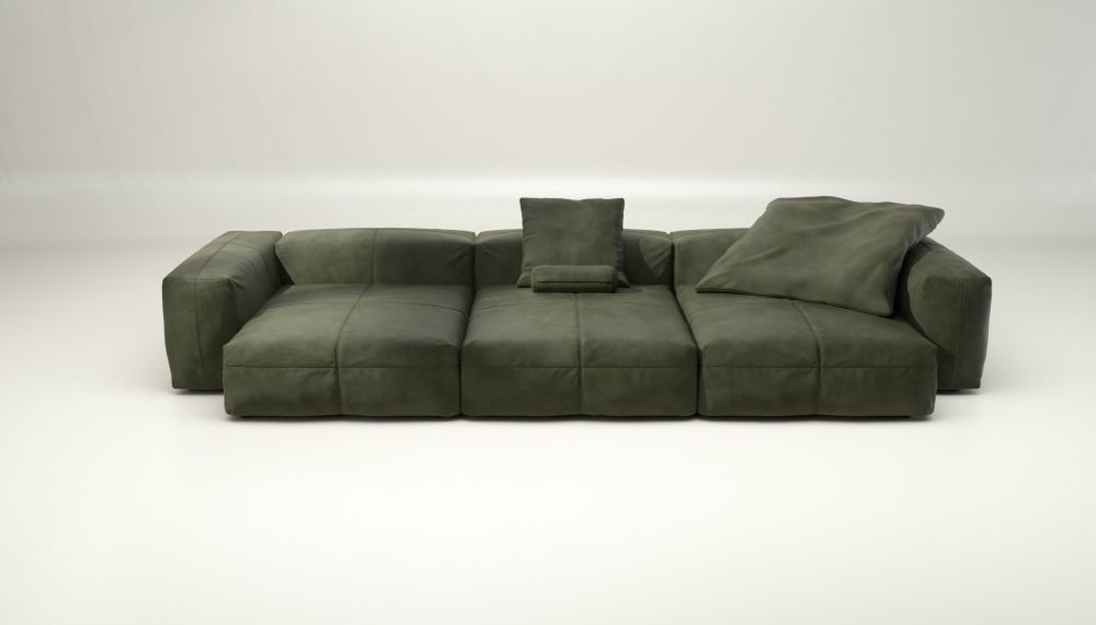 vetsak | Sofa Set 05 - leather - olive | Modular Sofa | 5 Seater | Big Sofa | Corner Sofa