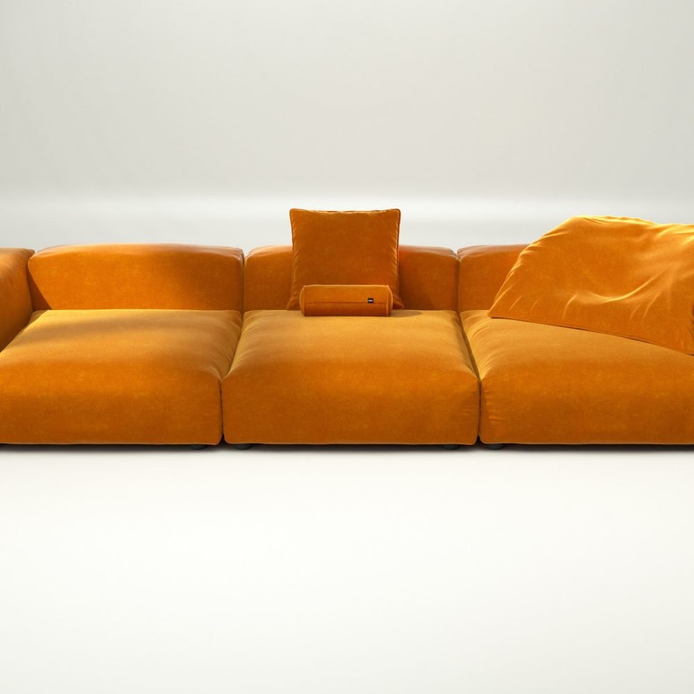 vetsak | Sofa Set 05 - suave - orange blaze | Modular Sofa | 5 Seater | Big Sofa | Corner Sofa