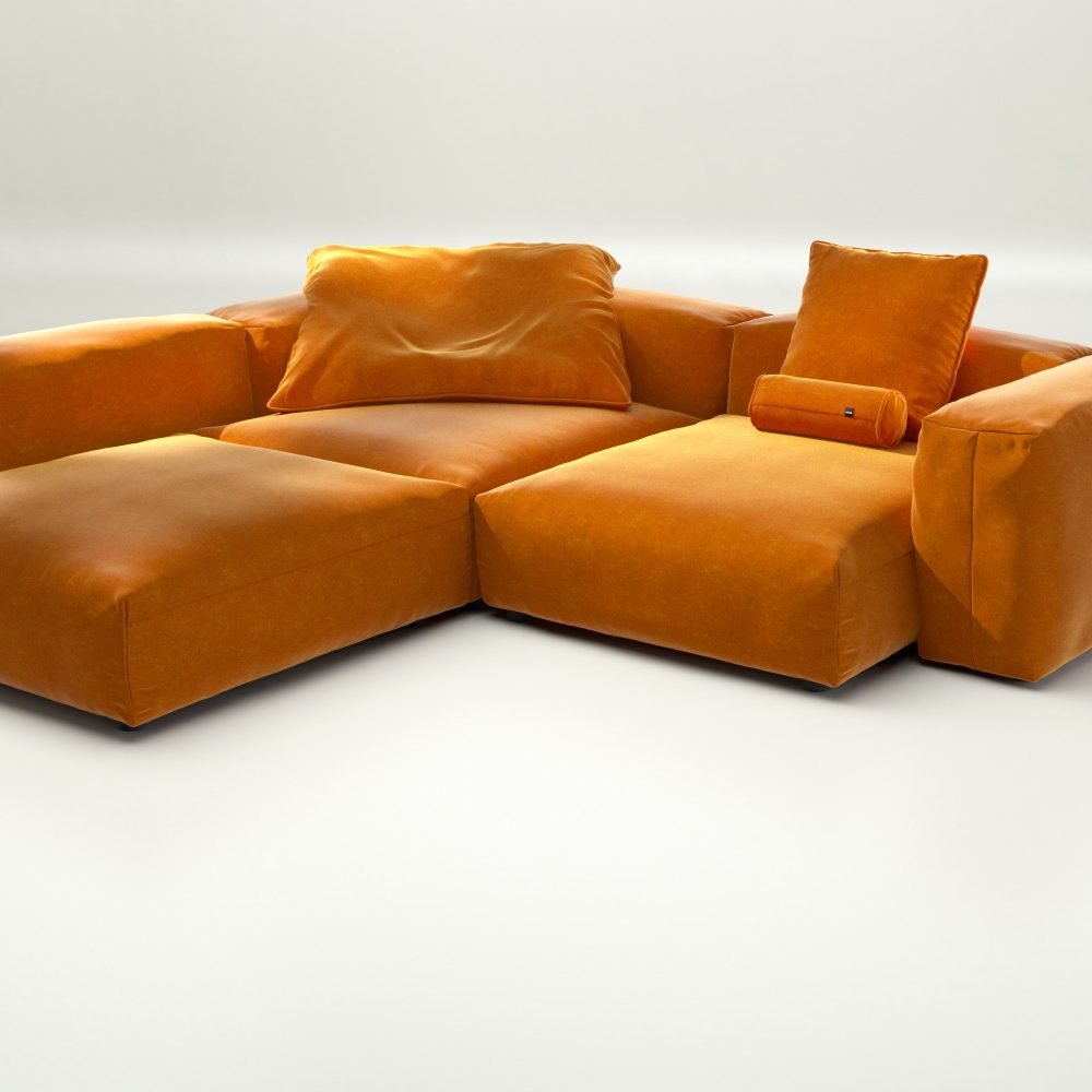 vetsak | Sofa Set 05 - suave - orange blaze | Modular Sofa | 5 Seater | Big Sofa | Corner Sofa