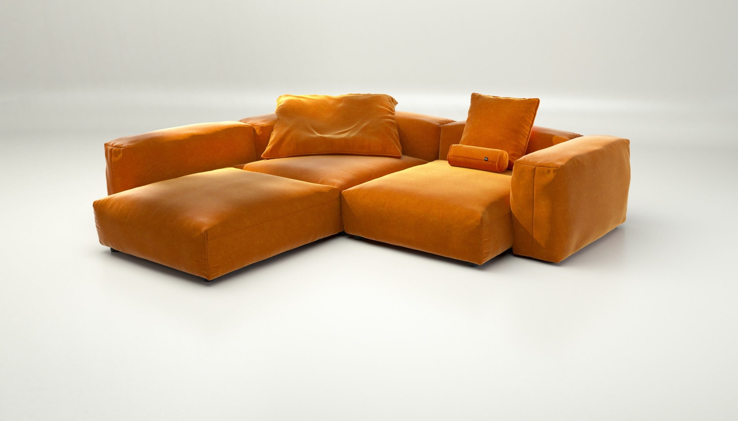 vetsak | Sofa Set 05 - suave - orange blaze | Modular Sofa | 5 Seater | Big Sofa | Corner Sofa