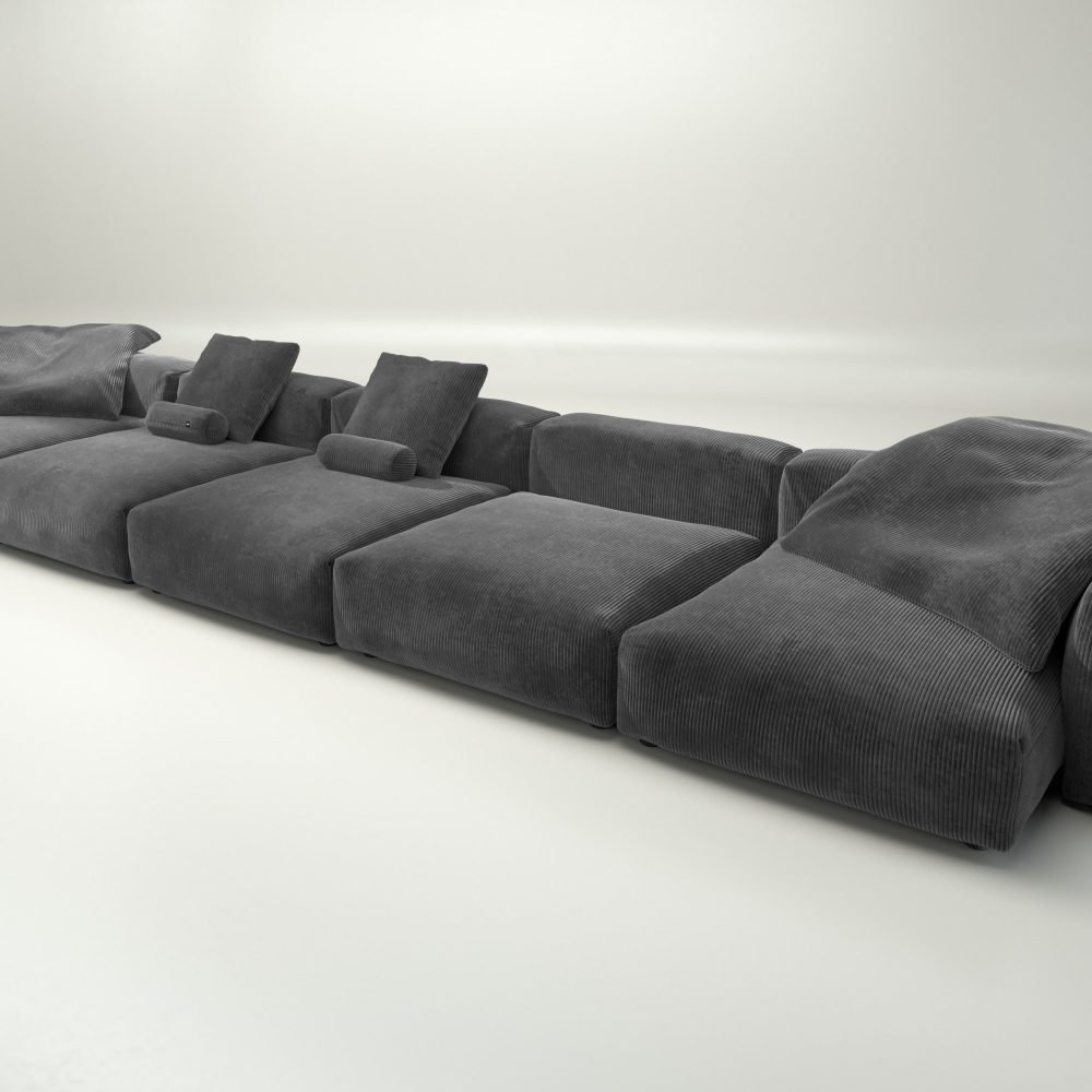 vetsak | Sofa Set 06 - cord velour - dark grey | Modular Sofa | 6.5 Seater | Big Sofa | U-Shape | Corner Sofa